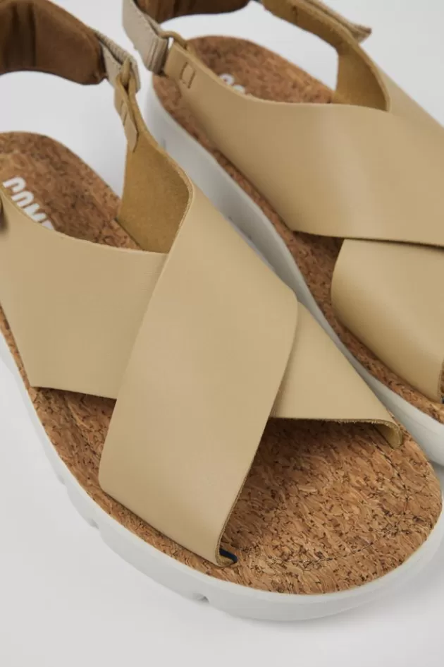 Camper Beige Leather/Textile Sandal For Women*Women Sandals