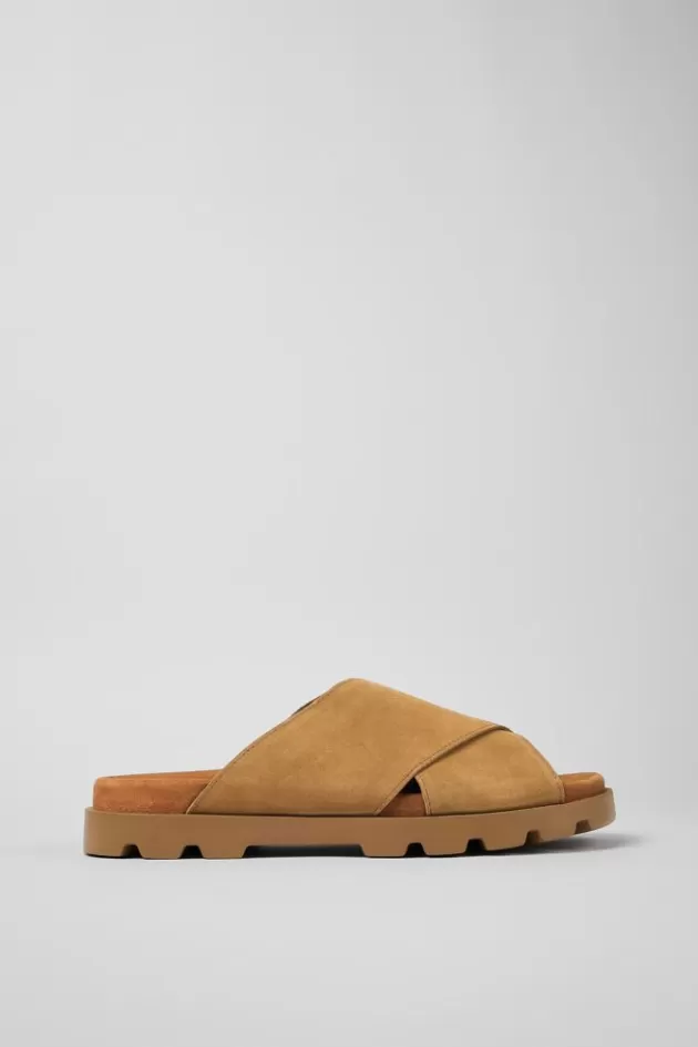 Camper Beige Nubuck Cross-Strap Sandal For Men*Men Sandals