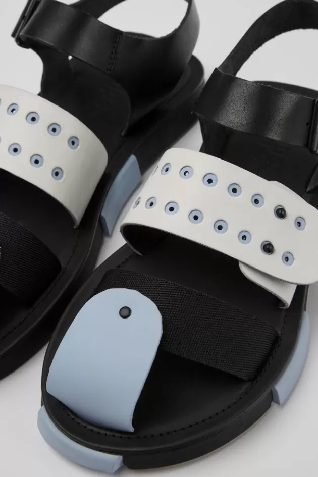 Camper Black And White Leather Sandals For Men*Men Sandals