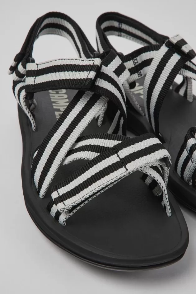 Camper Black And White Textile Sandals For Men*Men Sandals