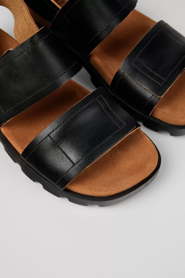 Camper Black Leather 2-Strap Sandal For Men*Men Sandals