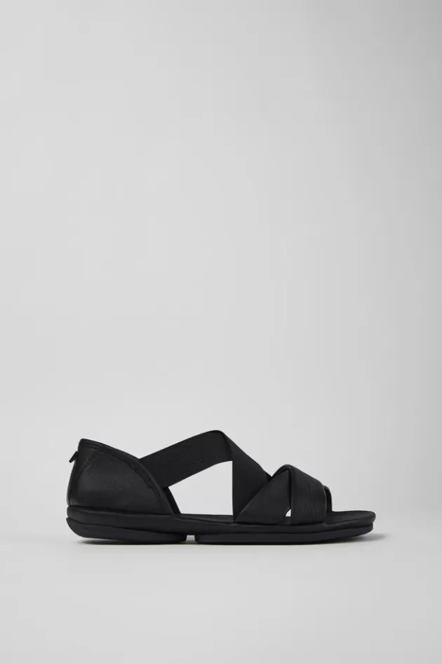 Camper Black Leather Cross-Strap Sandal For Women*Women Sandals