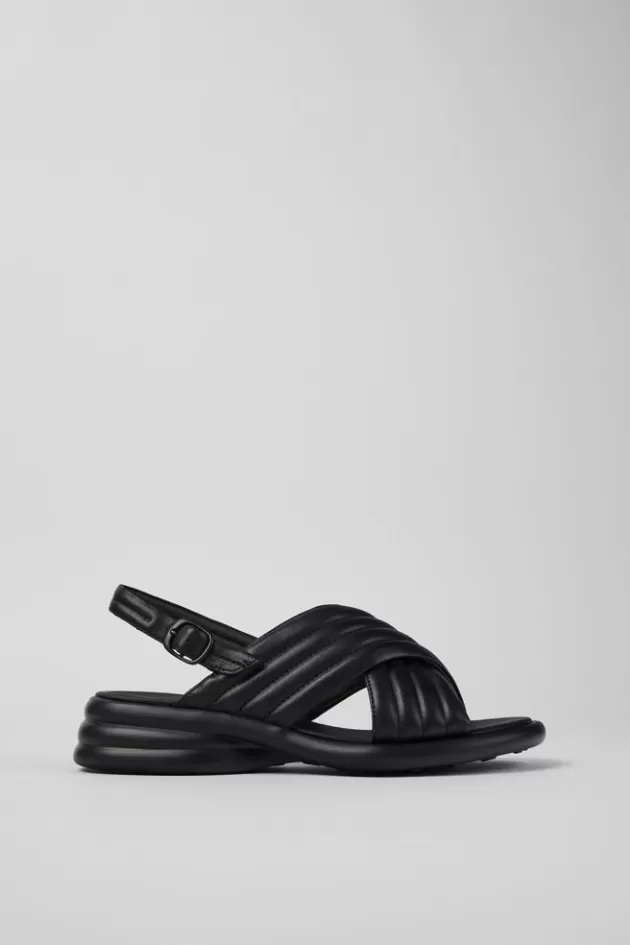 Camper Black Leather Cross-Strap Sandal For Women*Women Sandals