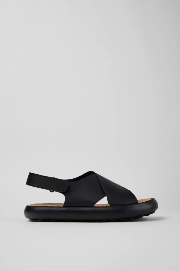 Camper Black Leather Cross-Strap Sandal For Women*Women Sandals