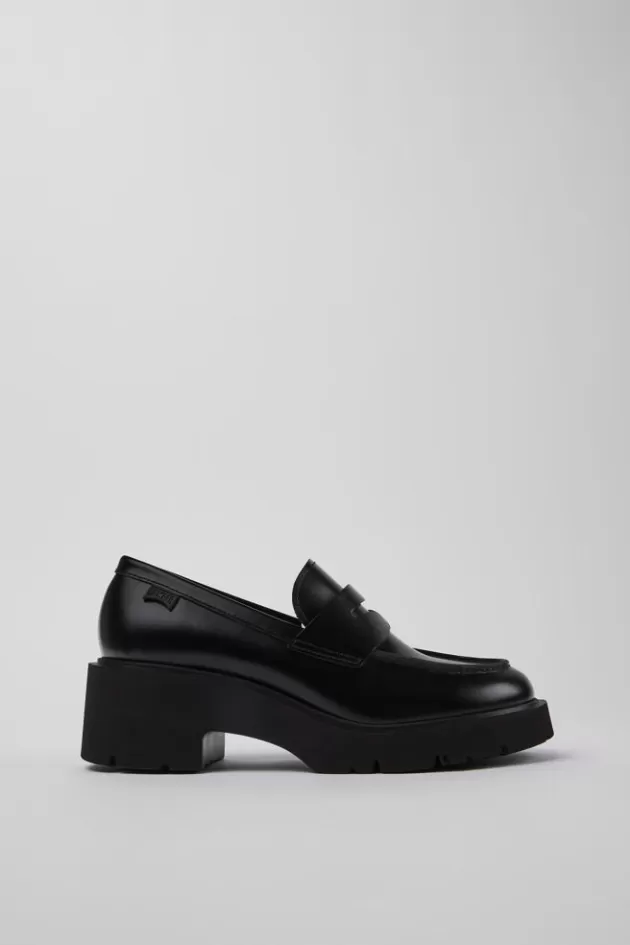 Camper Black Leather Loafers For Women*Women Formal Shoes