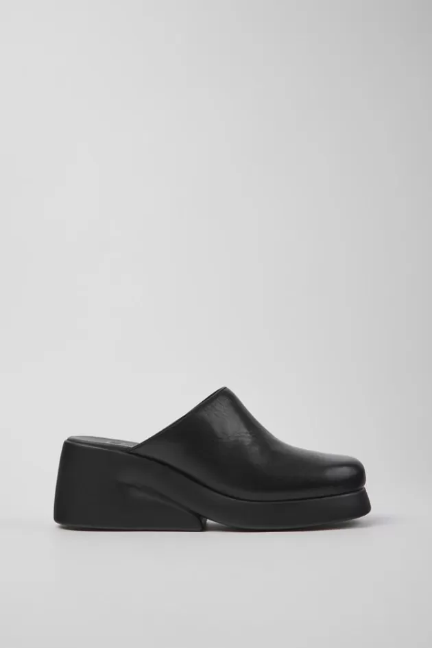 Camper Black Leather Mules For Women*Women Wedges