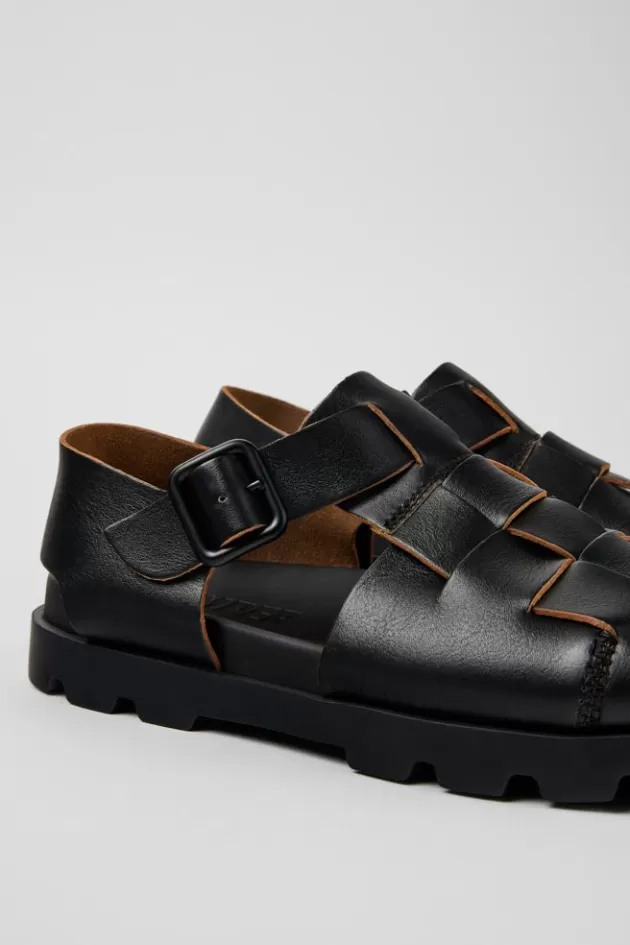 Camper Black Leather Sandal For Men*Men Sandals