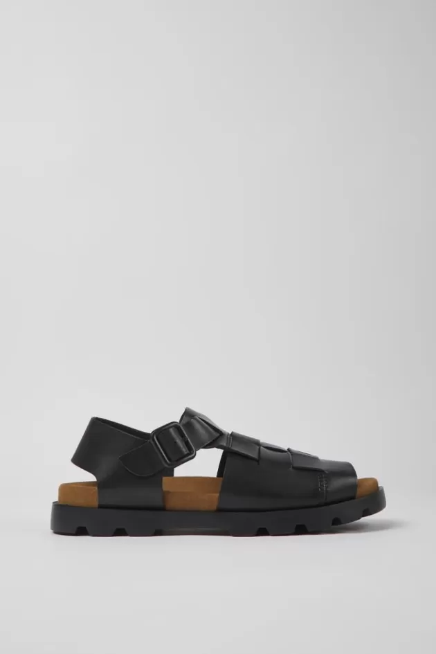 Camper Black Leather Sandals For Men*Men Sandals