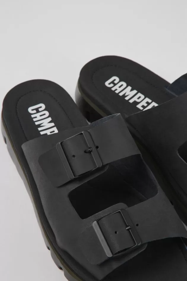 Camper Black Leather Slide For Men*Men Sandals