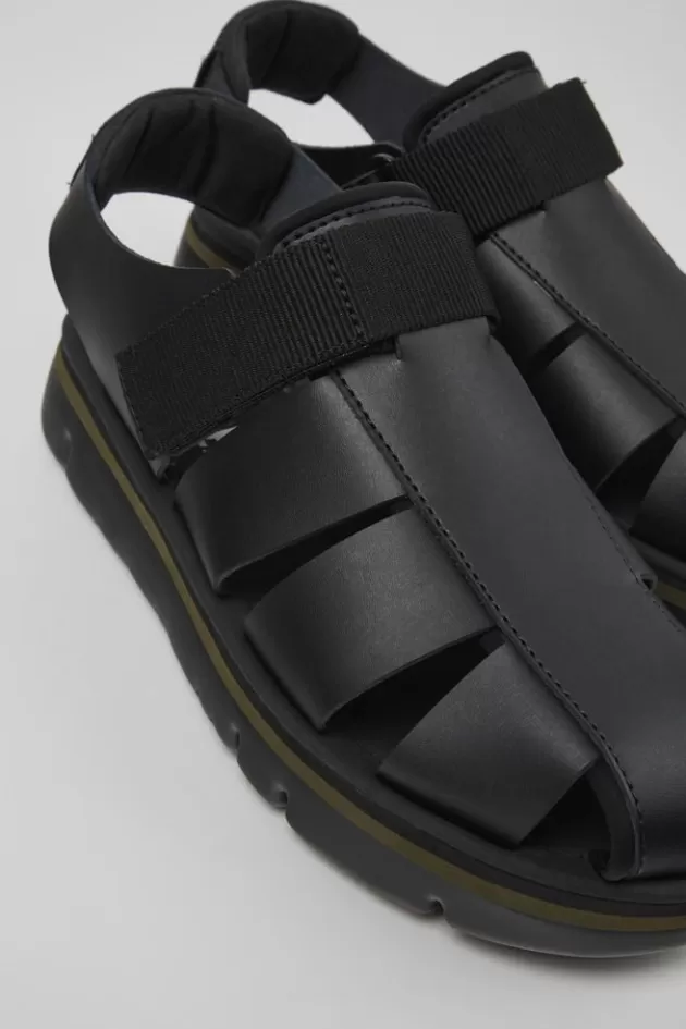 Camper Black Leather/Textile Sandal For Men*Men Sandals