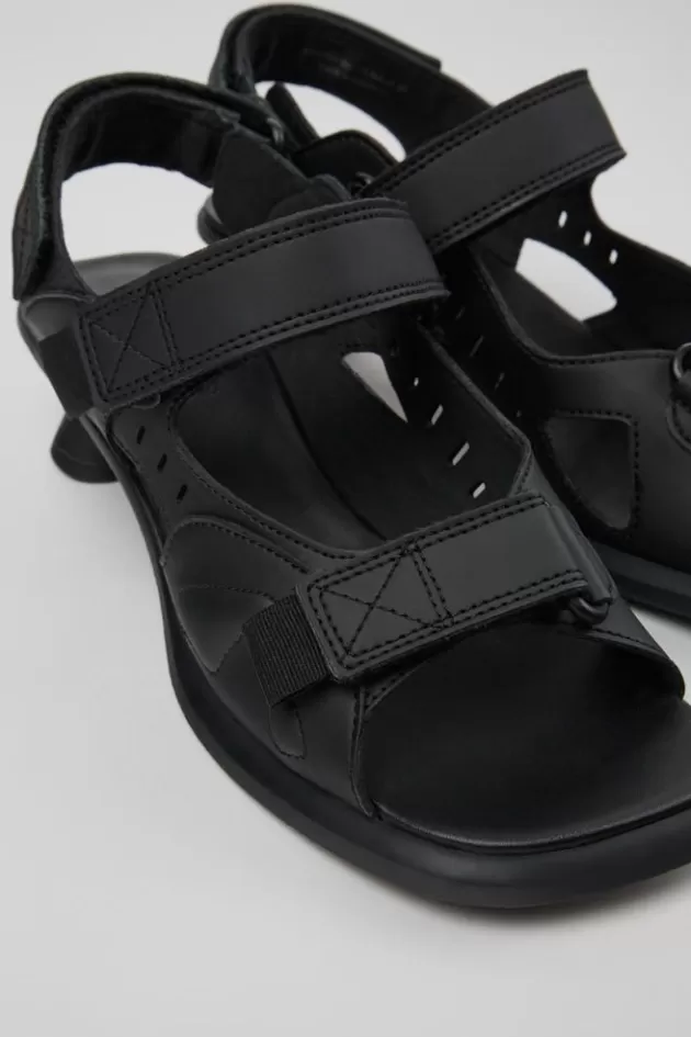 Camper Black Recycled Leather 2-Strap Sandal For Women*Women Sandals