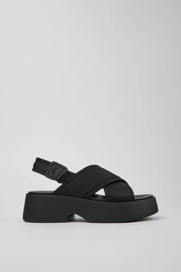 Camper Black Textile Cross-Strap Sandal For Women*Women Sandals