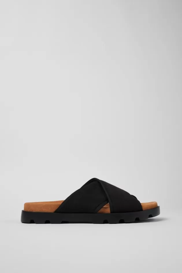 Camper Black Textile Slide For Men*Men Sandals