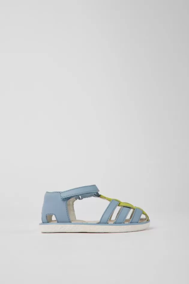 Camper Blue And Green Leather Sandals For Kids*Kids Sandals