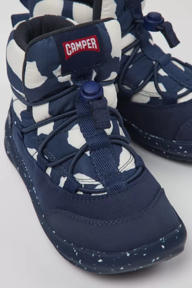 Camper Blue And White Textile Ankle Boots For Kids*Kids Sneakers