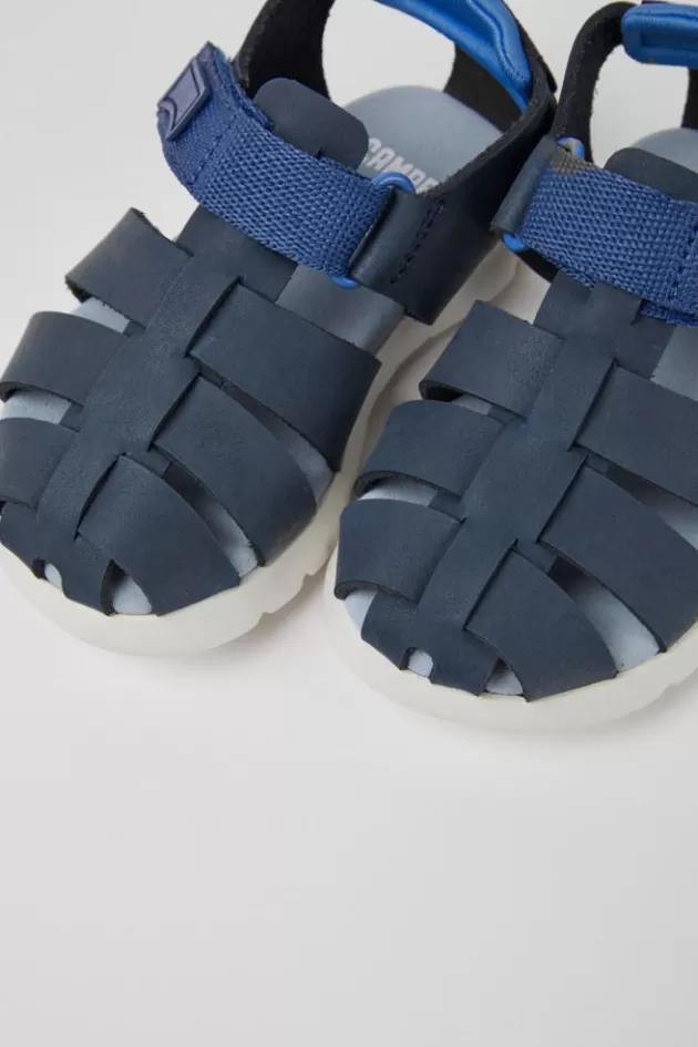 Camper Blue Leather And Textile Sandals*Kids Sandals