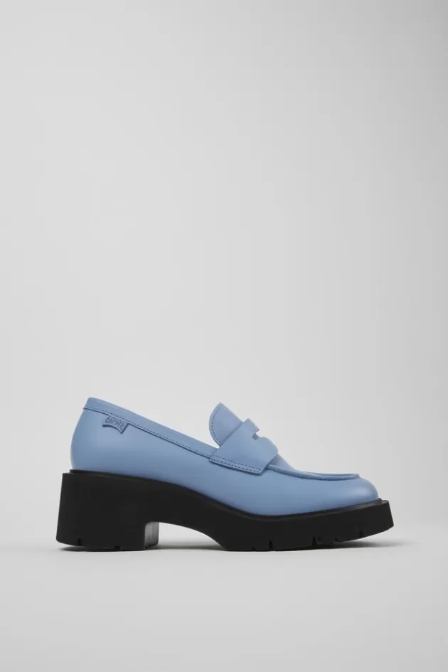 Camper Blue Leather Loafer For Women*Women Formal Shoes