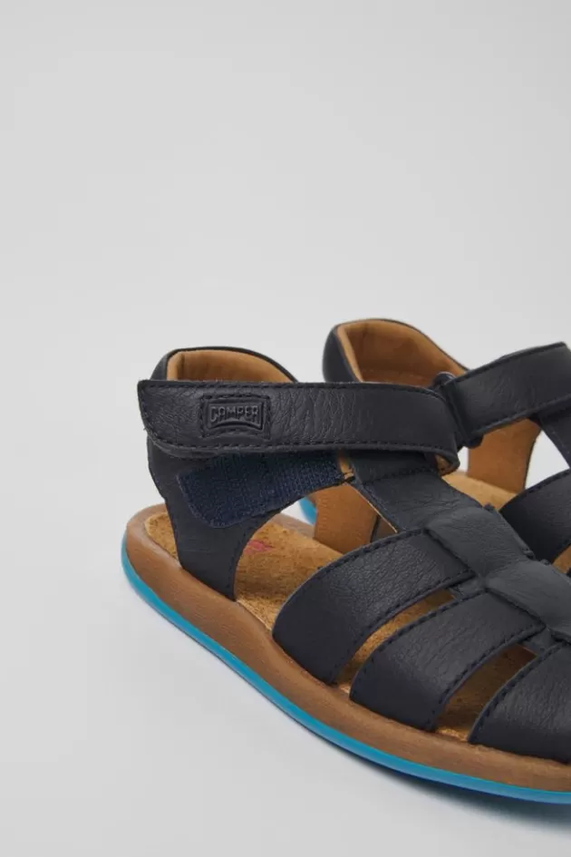 Camper Blue Leather Sandals For Kids*Kids Sandals