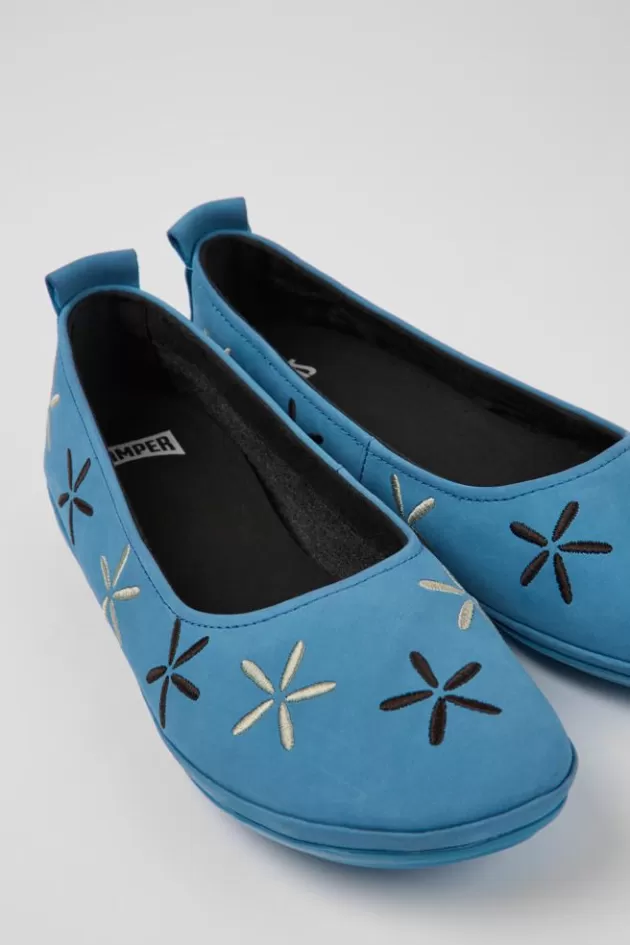 Camper Blue Nubuck Ballerinas For Women*Women Ballerinas