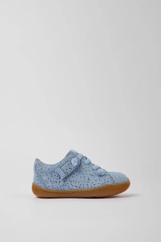 Camper Blue Nubuck Shoes For Kids*Kids Hook And Loop