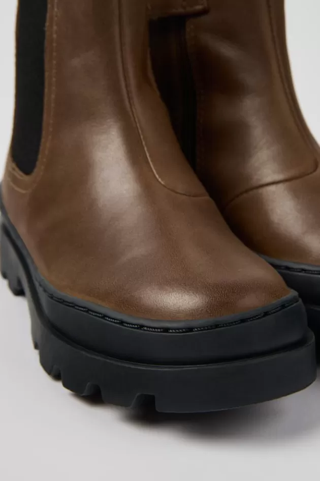 Camper Brown Leather Chelsea Boots For Kids*Kids Boots