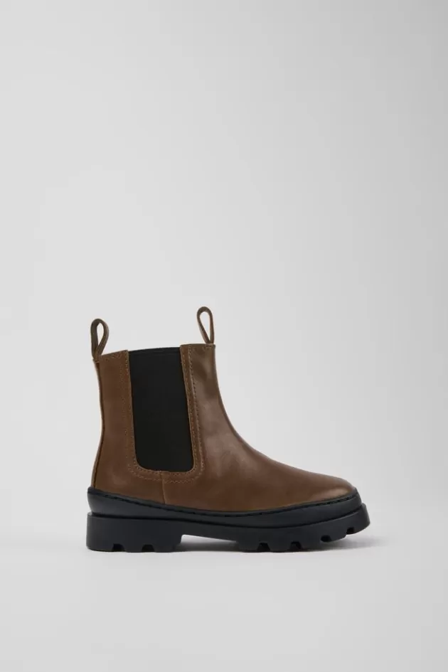 Camper Brown Leather Chelsea Boots For Kids*Kids Boots