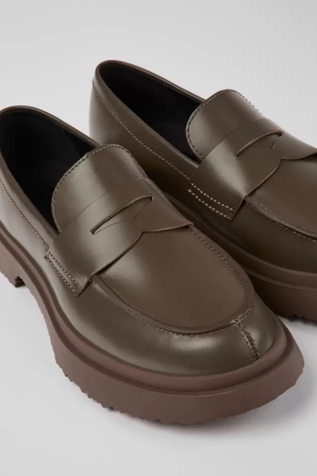 Camper Brown Leather Loafers For Women*Women Formal Shoes