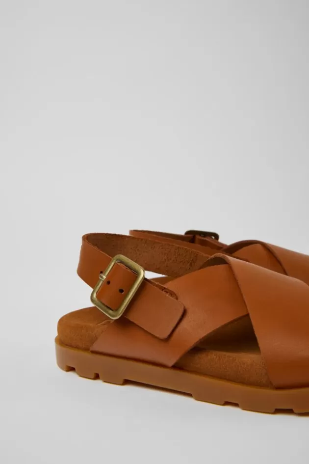 Camper Brown Leather Sandals For Kids*Kids Sandals