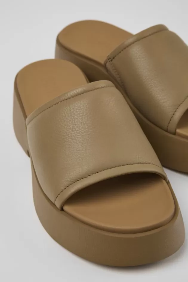 Camper Brown Leather Slide For Women*Women Sandals