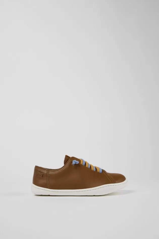 Camper Brown Leather Slip-On*Kids Lace-Up