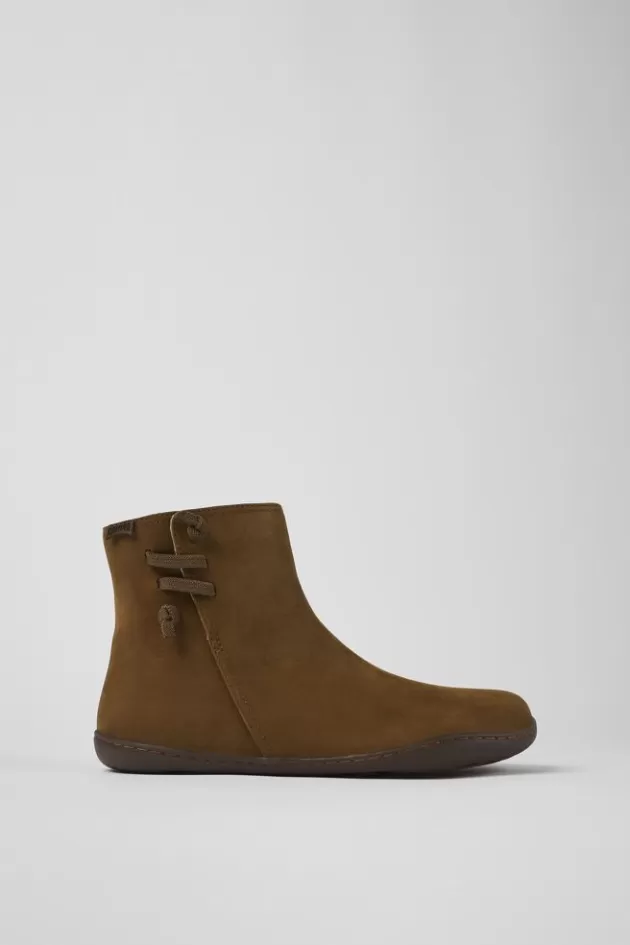 Camper Brown Nubuck Ankle Boots For Women*Women Ankle Boots