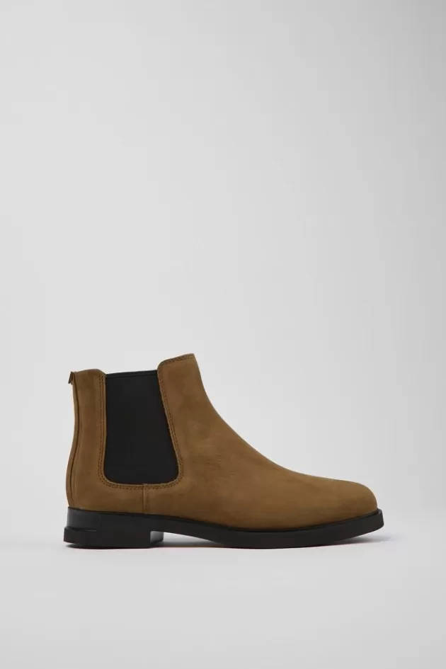 Camper Brown Nubuck Chelsea Boots For Women*Women Formal Shoes