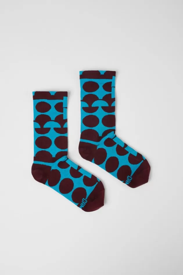 Camper Burgundy And Blue Socks*Women Socks