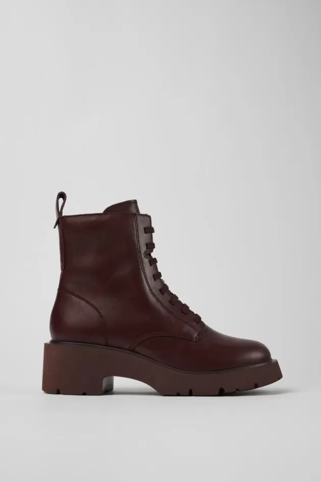 Camper Burgundy Lace-Up Boots For Women*Women Heels