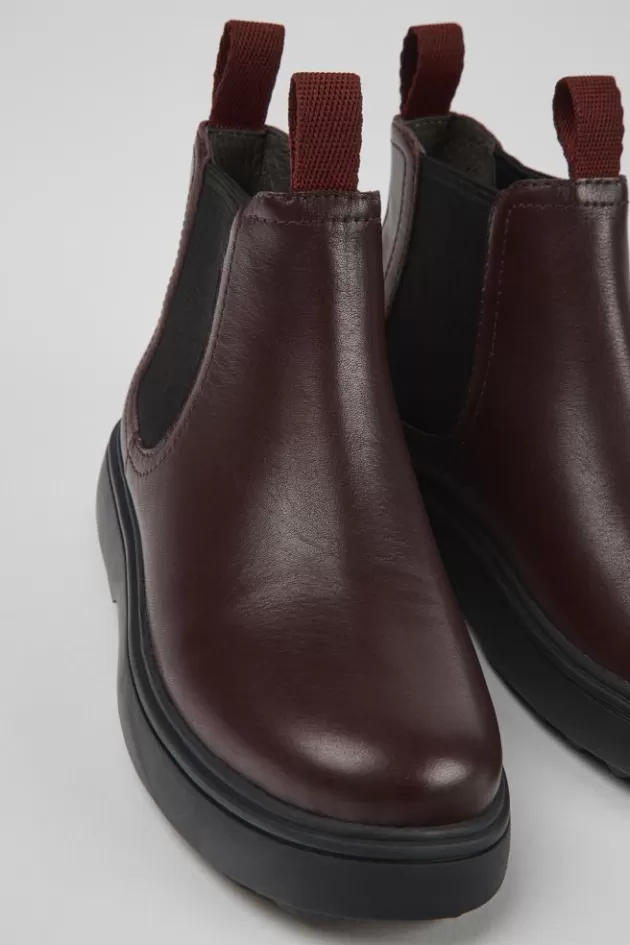 Camper Burgundy Leather Chelsea Boots For Kids*Kids Boots