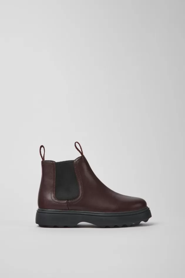 Camper Burgundy Leather Chelsea Boots For Kids*Kids Boots