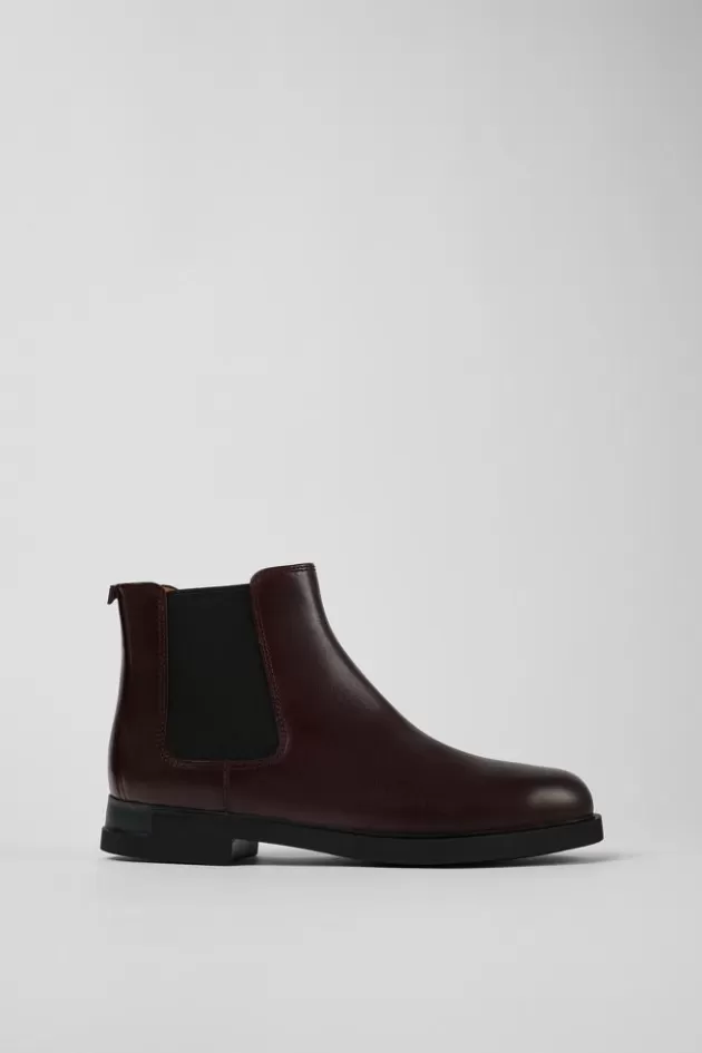 Camper Burgundy Leather Chelsea Boots For Women*Women Formal Shoes