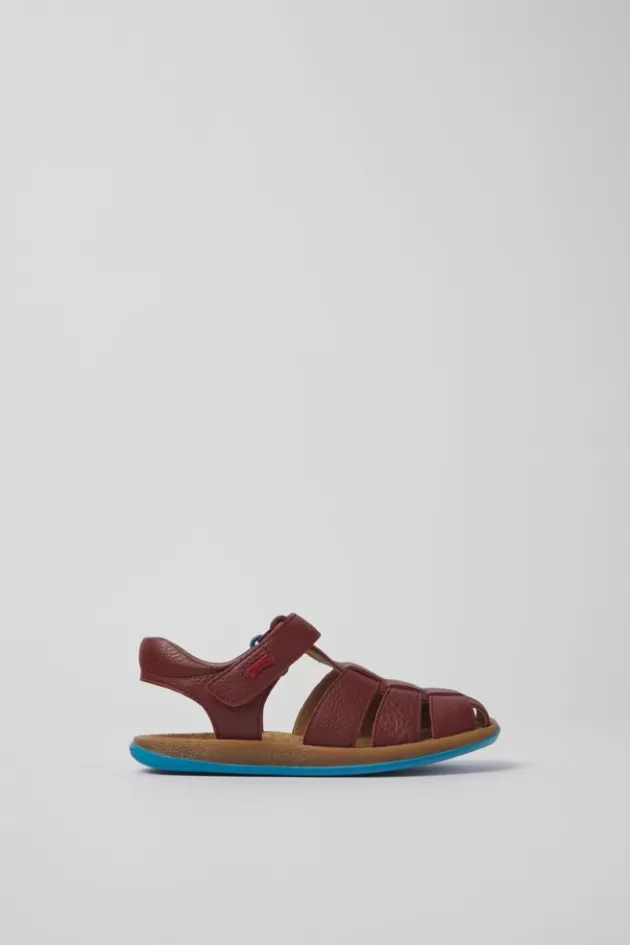 Camper Burgundy Leather Sandals For Kids*Kids Sandals