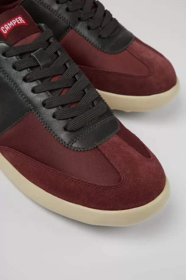 Camper Burgundy Textile And Leather Sneakers For Men*Men Sneakers