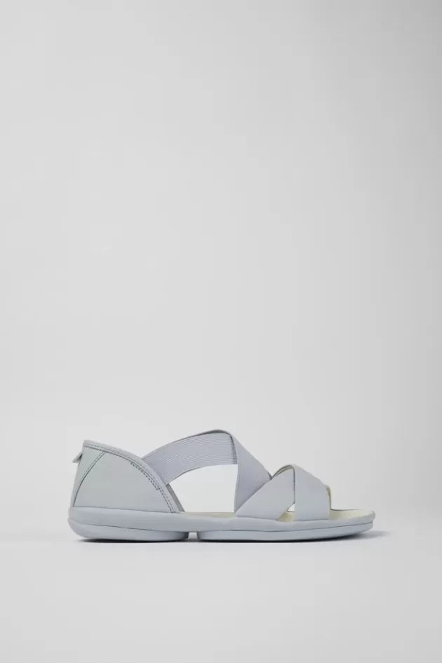 Camper Gray Leather Cross-Strap Sandal For Women*Women Sandals