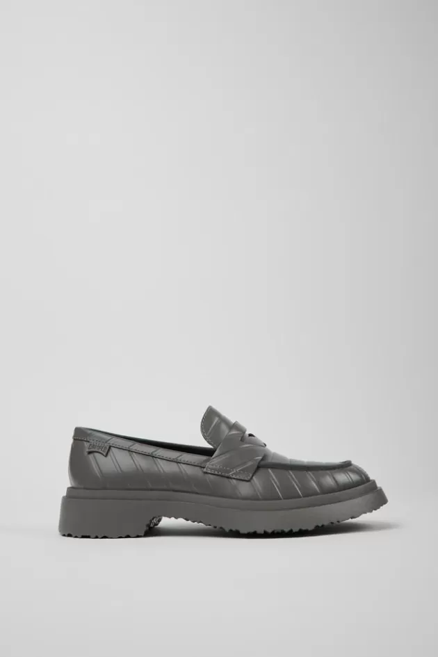 Camper Gray Leather Loafers For Women*Women Formal Shoes