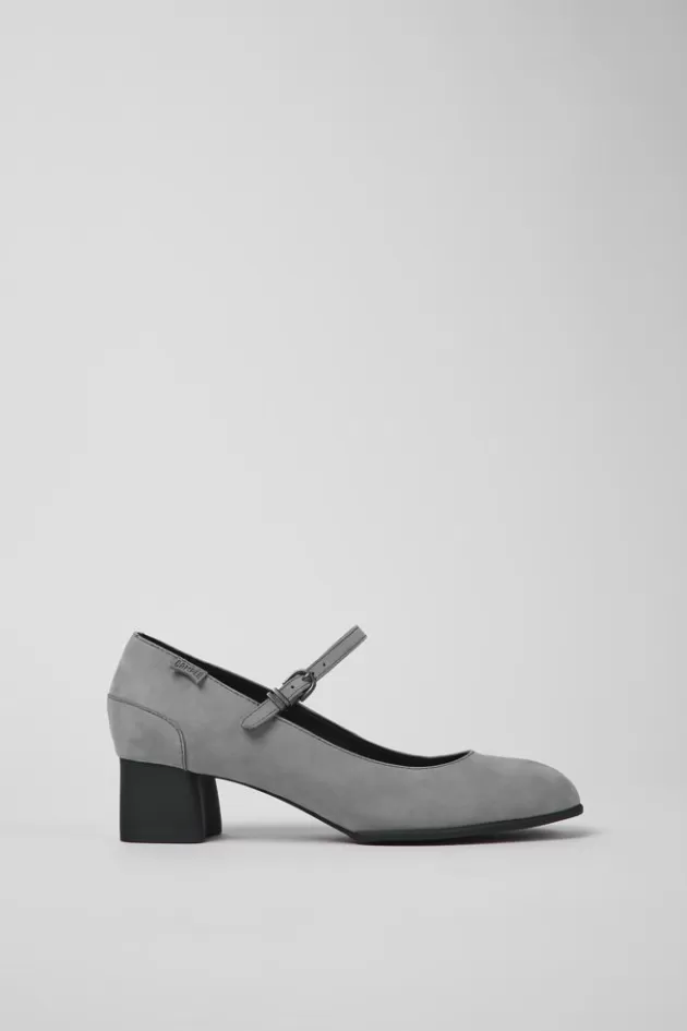 Camper Gray Nubuck Mary Jane Heels*Women Formal Shoes