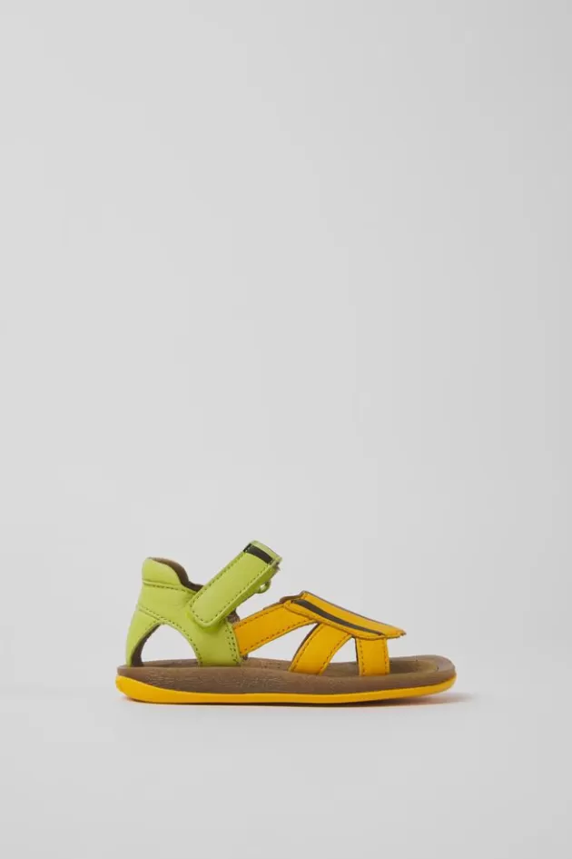 Camper Green And Orange Leather Sandals For Kids*Kids Sandals