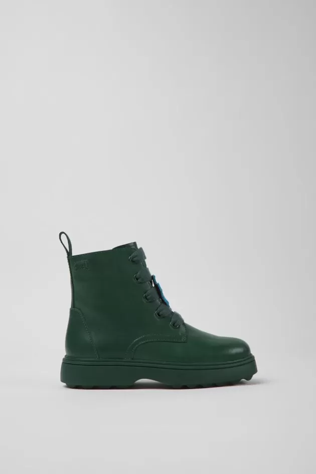 Camper Green Leather Ankle Boots For Kids*Kids Lace-Up