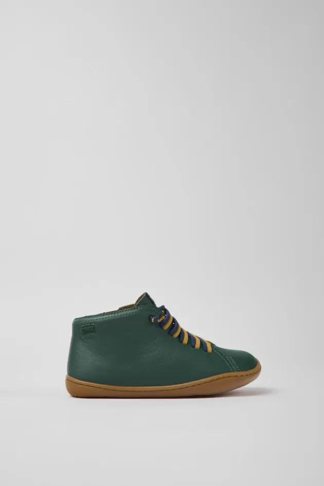 Camper Green Leather Ankle Boots For Kids*Kids Lace-Up