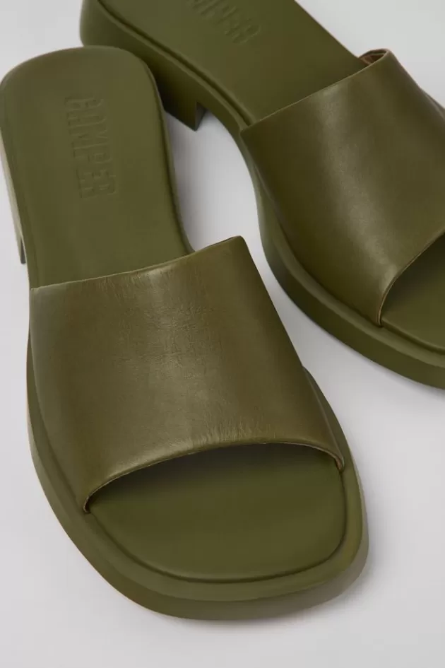 Camper Green Leather Slide For Women*Women Sandals