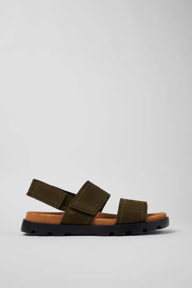 Camper Green Nubuck 2-Strap Sandal For Men*Men Sandals