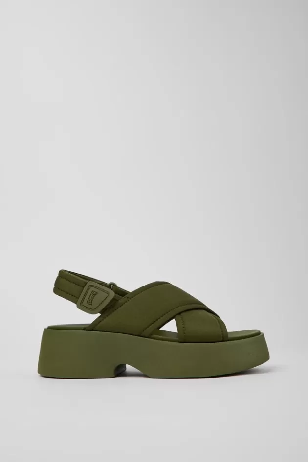 Camper Green Textile Cross-Strap Sandal For Women*Women Sandals