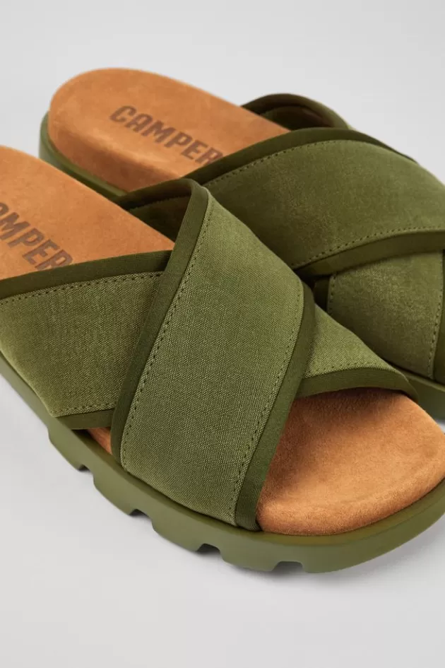 Camper Green Textile Slide For Men*Men Sandals