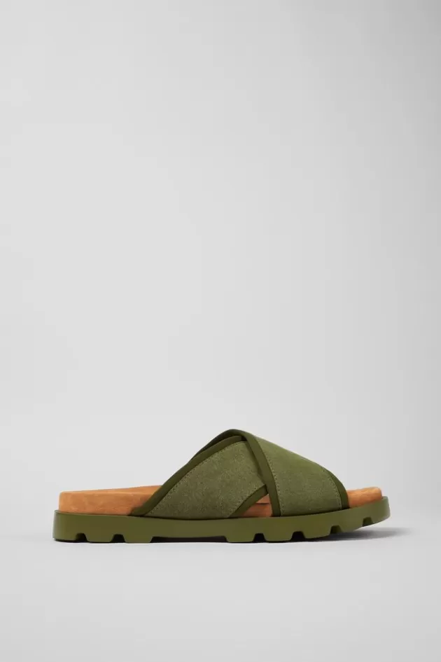 Camper Green Textile Slide For Men*Men Sandals